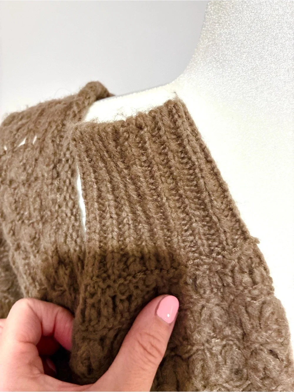 Free People Brown Open-Weave Crochet Knit Scoop Neck Sweater XS